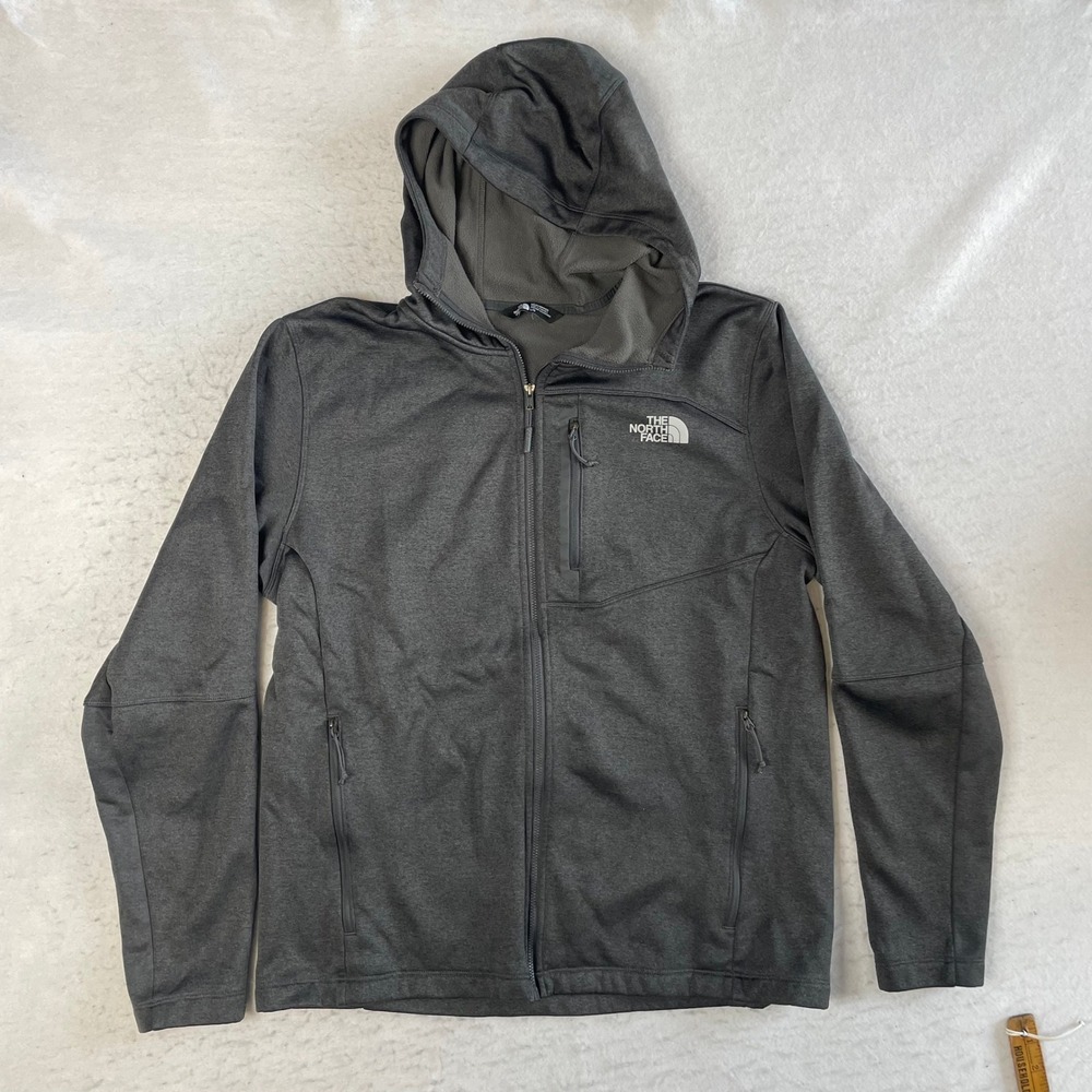 The North Face Full Zip Hoodie Mens L Gray Fleece Outdoor Jacket